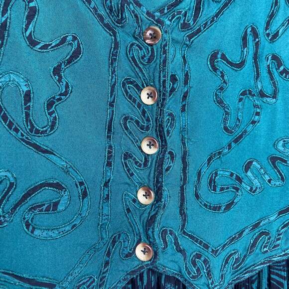 Vintage Friday Wear Boho Green and Black Maxi Dress - Picture 3 of 7